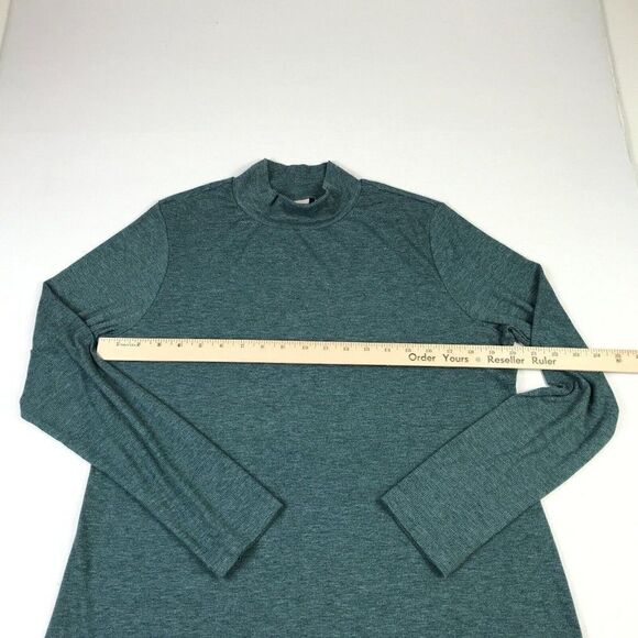 LOGO Lori Goldstein Womens Mock Neck Knit Top Green Long Sleeve Shirt L Large - Picture 7 of 11